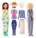 Women and Clothing Set Vector Banner Illustration