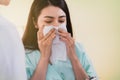 Chronic allergy of weak health women with colds and allergies. Royalty Free Stock Photo