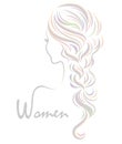 Women color hairstyle icon, logo women on white background