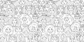 Women community. Big female family. Group of pretty girls. Team of girls. Colouring page. Seamless pattern background