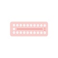 Women contraceptive hormonal birth control medication colored flat style icon. Female oral contraception pills blister