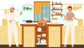 Women cooking in kitchen, professional chef and housewife, people vector illustration