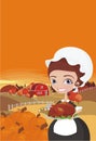 Women cooks turkey