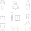 Women cosmetic isolated line icons