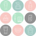 Women cosmetic object isolated color icons