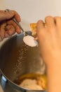 Women creating pastry for tasty and homemade christmas cookies