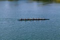 Women Crew Team Rowing On Lake In Folsom California Royalty Free Stock Photo