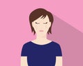 Women crying because of his acne or pimple illustration with pink background