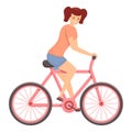 Women cycling icon cartoon vector. Woman rider