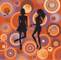 Women dansing on abstract background Royalty Free Stock Photo