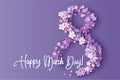 Women day background with frame flowers. 8 March invitation card.