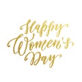 Women Day gold glitter text lettering vector