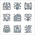 women day line icons. linear set. quality vector line set such as womens day, stop violence, woman suffrage, venus, gender,