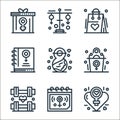 women day line icons. linear set. quality vector line set such as heart, womens day, strength, conference, womens day, book,