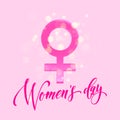 Women Day Venus sign greeting card flower background