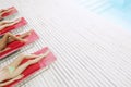 Women On Deckchairs Sunbathing By Pool Royalty Free Stock Photo