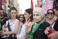 Women in a demonstration in favor of the approval of the law of legal abortion