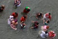 Women devotees take bath in the river Godavari