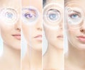 Women with digital laser hologras on their eyes Royalty Free Stock Photo