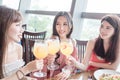 Women dine in restaurant Royalty Free Stock Photo