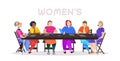 Women discussing during meeting at round table female empowerment movement girl power union of feminists concept Royalty Free Stock Photo