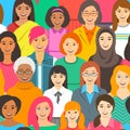 Women diversity seamless vector background pattern