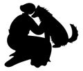 Women with dog silhouette. Love dog concept design