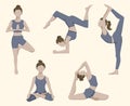 Women doing yoga, vector illustration