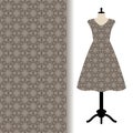 Women dress fabric with grey pattern