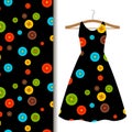 Women dress fabric pattern with buttons