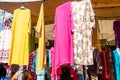 Women dresses for sale in a moroccan open space market