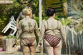 Women dry after taking mud bath in Dalyan, Turkey.