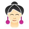 Women with earrings flat icon. Girls jewelry color icons in trendy flat style. Fashion gradient style design, designed