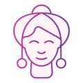 Women with earrings flat icon. Girls jewelry purple icons in trendy flat style. Fashion gradient style design, designed