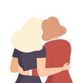 Women Embracing Each Other View From Back Vector Illustration
