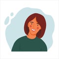 Women emotional portrait, hand drawn flat design concept illustration of girl, happy female face and and shoulders
