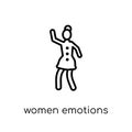 Women Emotions icon. Trendy modern flat linear vector Women Emotions icon on white background from thin line Ladies collection