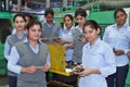 Women employees of Sawraj Tractor factory in phase 5, Mohali on the day of women's day Women showing women empowerment.