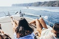 Women enjoying the sun on a boat Royalty Free Stock Photo