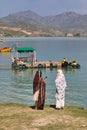 Women enjoying the view of the lake