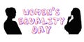 Women Equality Day Text calligraphy with Female Silhouette, Empowered Woman, women in solitude Silhouette Portrait