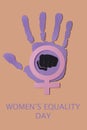 Women; equality; text; message; stop; violence; against; symbol; violet; purple; power; international womens day; international; Royalty Free Stock Photo