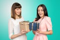 Women exchanging gifts Royalty Free Stock Photo