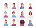 Women face icons set