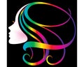 women face silhouette icon rainbow colors
