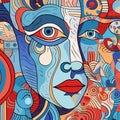 Women face in the style of Picasso. Cubism woman. Vector illustration