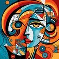 Women face in the style of Picasso. Cubism woman. Vector illustration