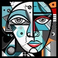 Women face in the style of Picasso. Cubism woman. Vector illustration