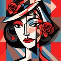 Women face in the style of Picasso. Cubism woman. Vector illustration