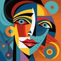 Women face in the style of Picasso. Cubism woman. Vector illustration